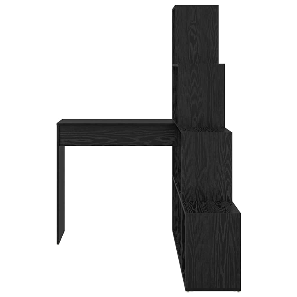 Hjørneskrivebord med hylde Sort eg 101,5 x 149,5 x 149,5 cm