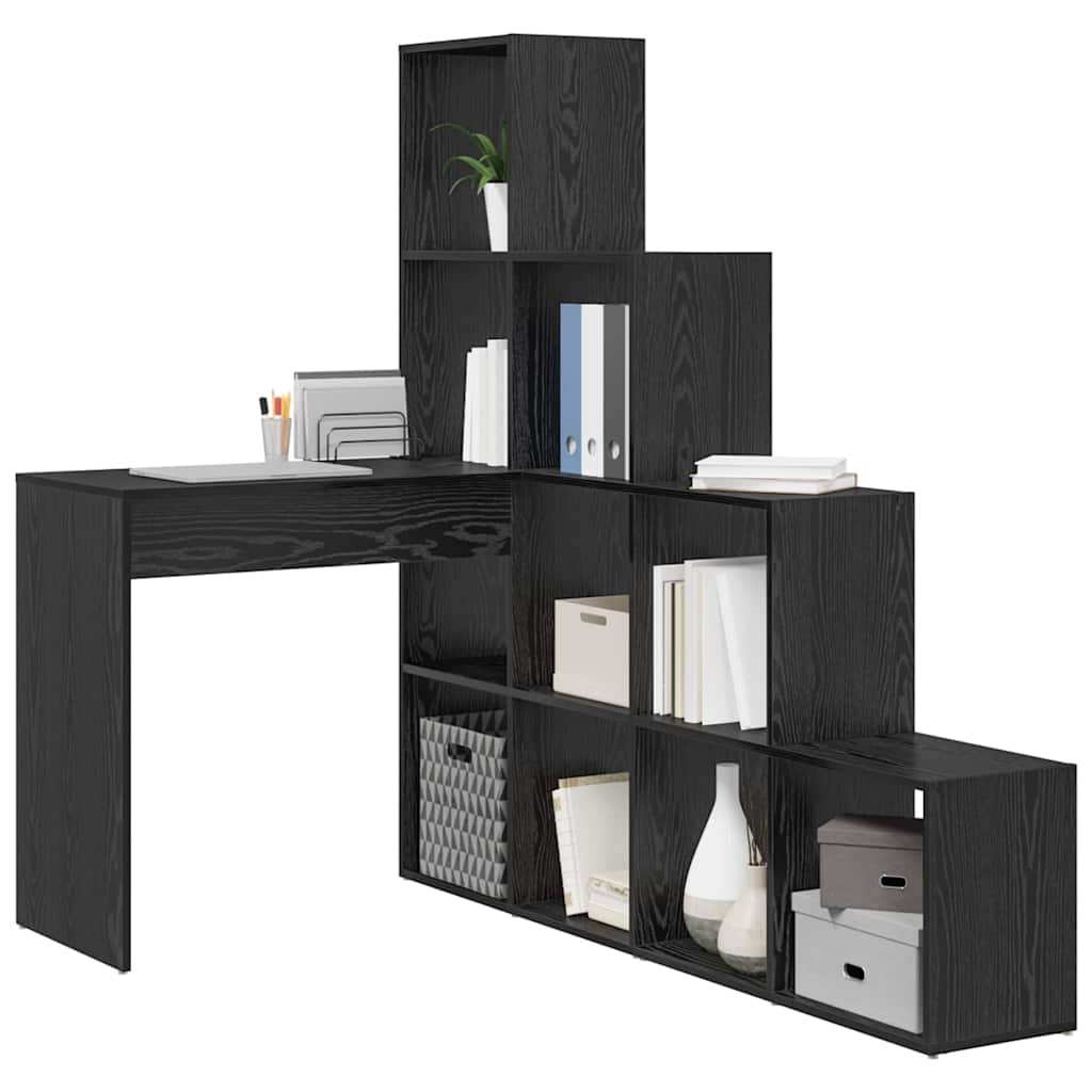 Hjørneskrivebord med hylde Sort eg 101,5 x 149,5 x 149,5 cm
