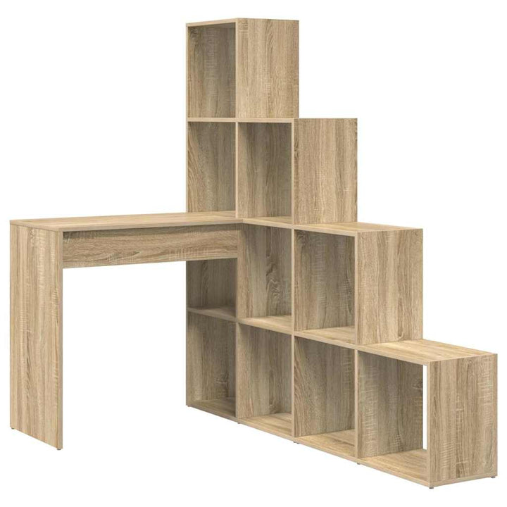 Hjørneskrivebord med hylde Sonoma-eg 101,5 x 149,5 x 149,5 cm