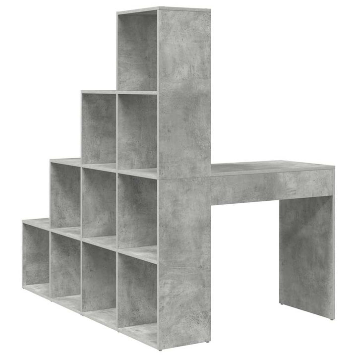 Hjørneskrivebord med hylde Betongrå 101,5 x 149,5 x 149,5 cm
