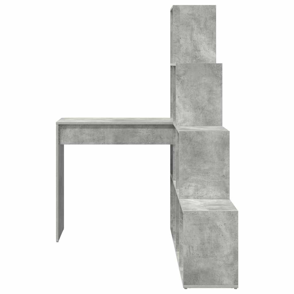 Hjørneskrivebord med hylde Betongrå 101,5 x 149,5 x 149,5 cm