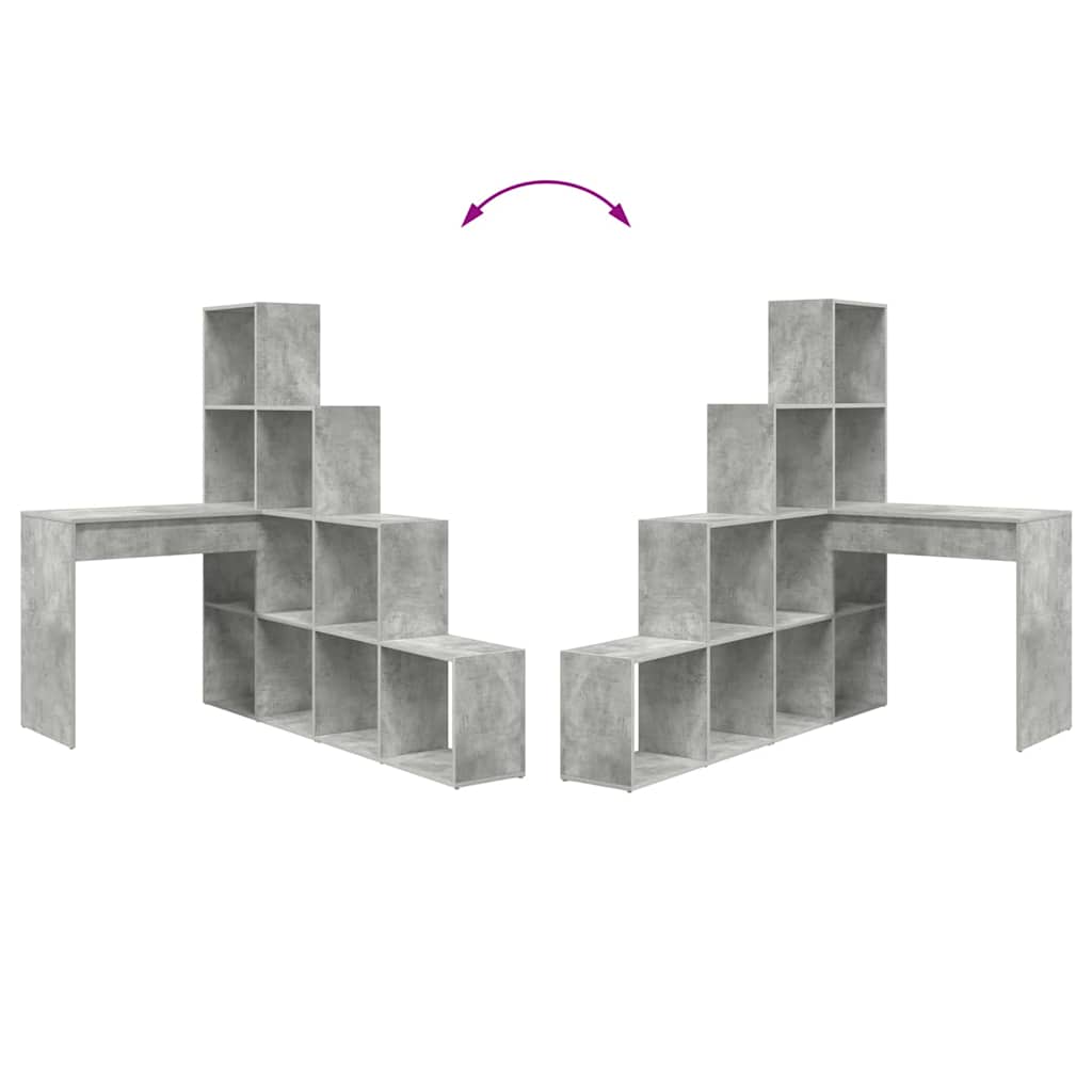 Hjørneskrivebord med hylde Betongrå 101,5 x 149,5 x 149,5 cm