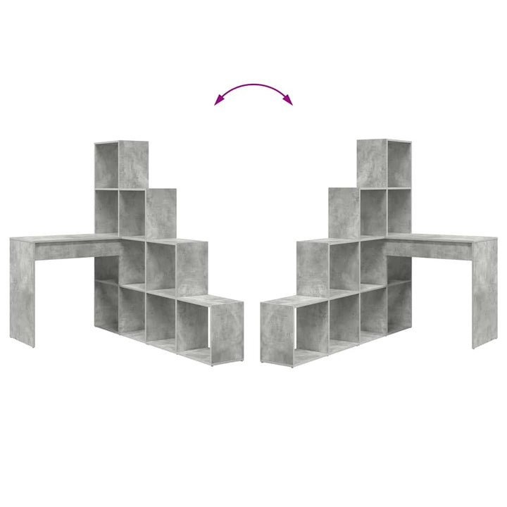 Hjørneskrivebord med hylde Betongrå 101,5 x 149,5 x 149,5 cm