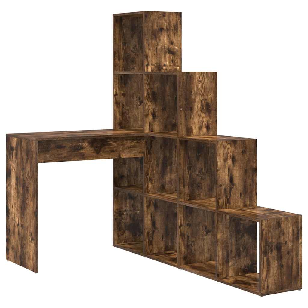 Hjørneskrivebord med hylde Røget eg 101,5 x 149,5 x 149,5 cm