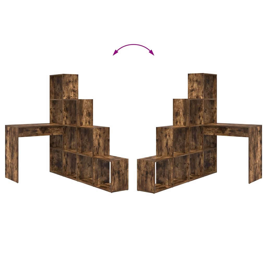 Hjørneskrivebord med hylde Røget eg 101,5 x 149,5 x 149,5 cm