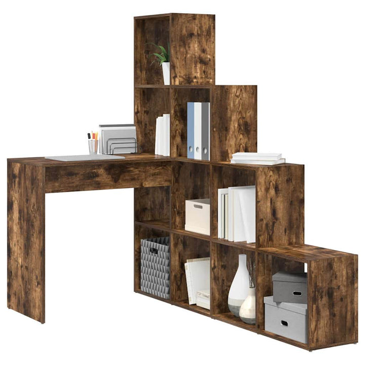 Hjørneskrivebord med hylde Røget eg 101,5 x 149,5 x 149,5 cm