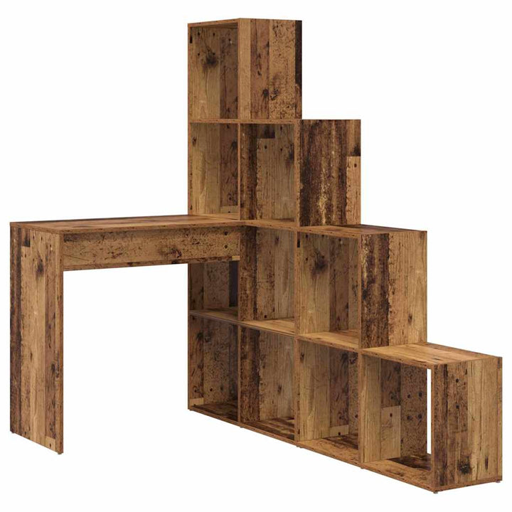 Hjørneskrivebord med hylde Gammelt træ 101,5 x 149,5 x 149,5 cm