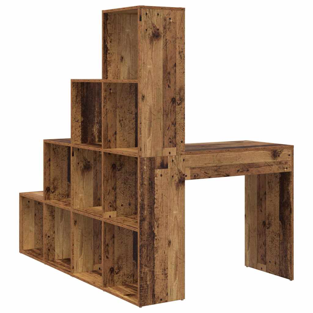 Hjørneskrivebord med hylde Gammelt træ 101,5 x 149,5 x 149,5 cm