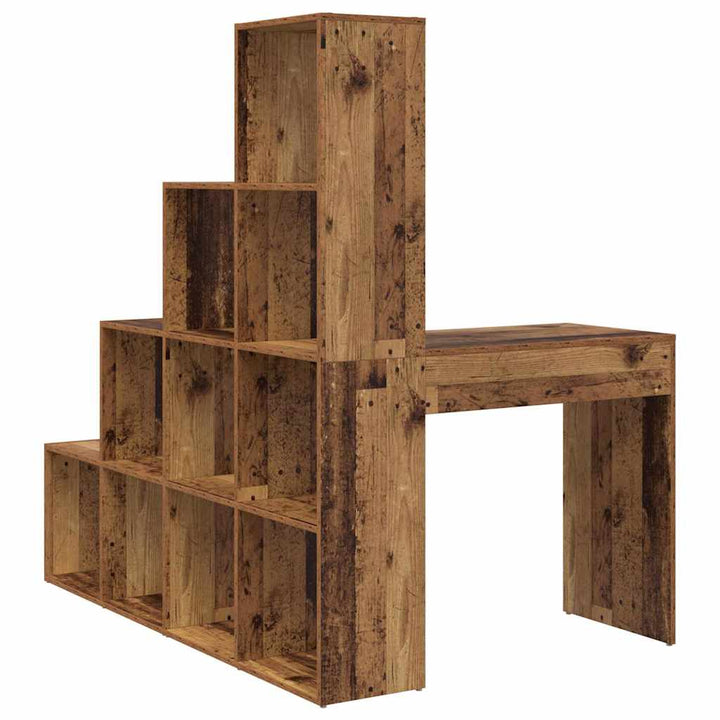 Hjørneskrivebord med hylde Gammelt træ 101,5 x 149,5 x 149,5 cm