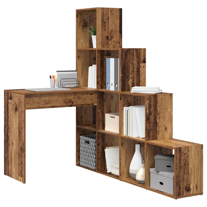 Hjørneskrivebord med hylde Gammelt træ 101,5 x 149,5 x 149,5 cm