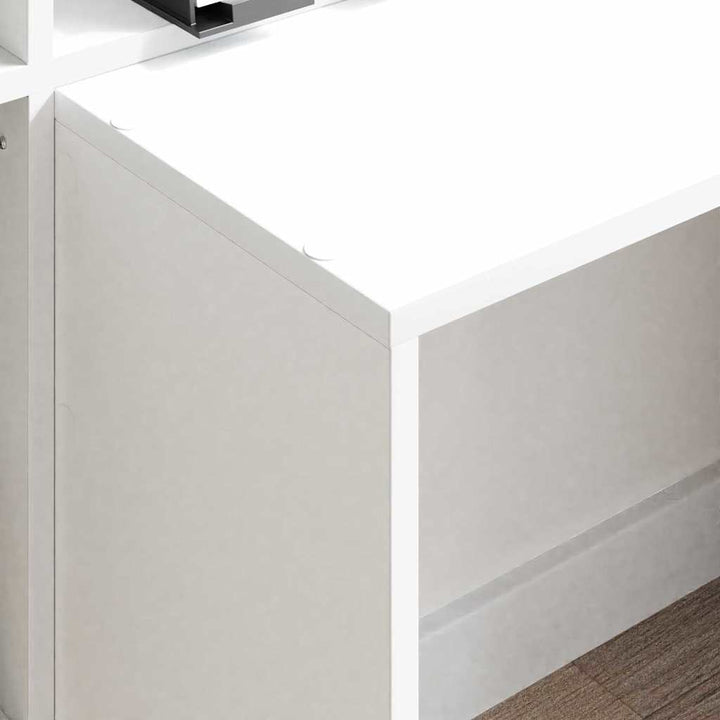 Bord med hylde Hvid 138.5 x 55 x 143 cm Konstrueret træ