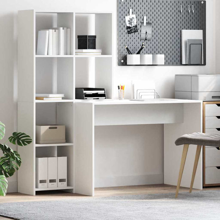 Bord med hylde Hvid 138.5 x 55 x 143 cm Konstrueret træ