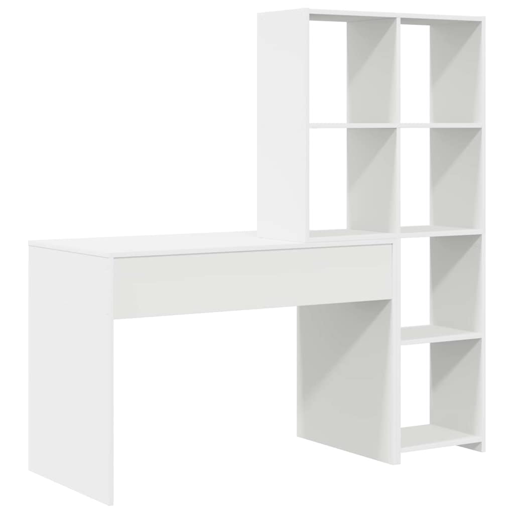 Bord med hylde Hvid 138.5 x 55 x 143 cm Konstrueret træ