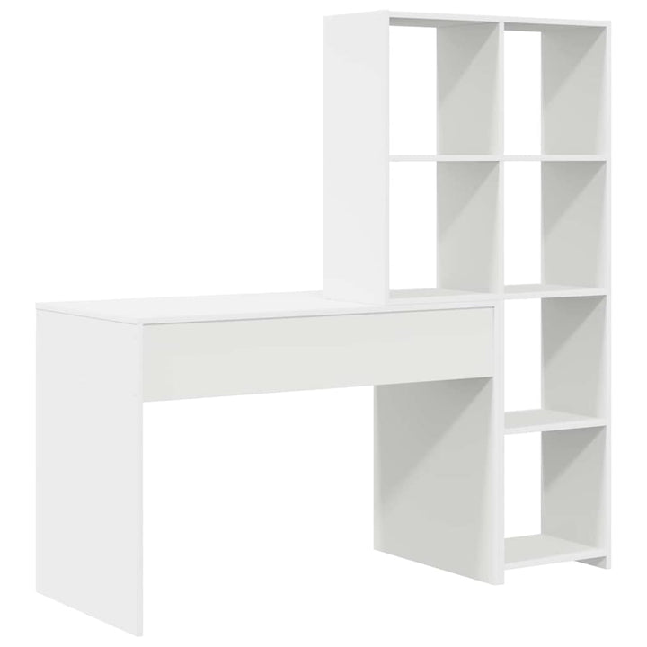 Bord med hylde Hvid 138.5 x 55 x 143 cm Konstrueret træ