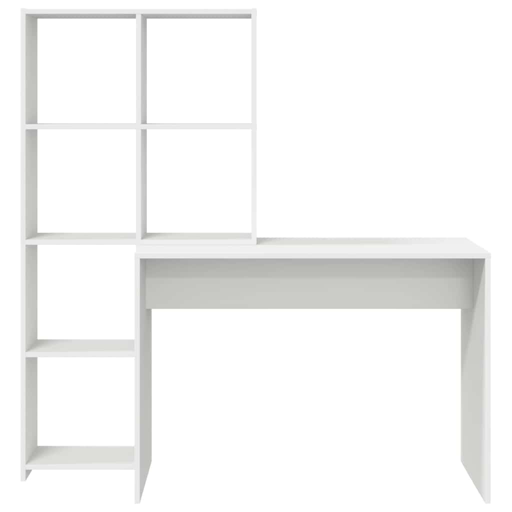 Bord med hylde Hvid 138.5 x 55 x 143 cm Konstrueret træ