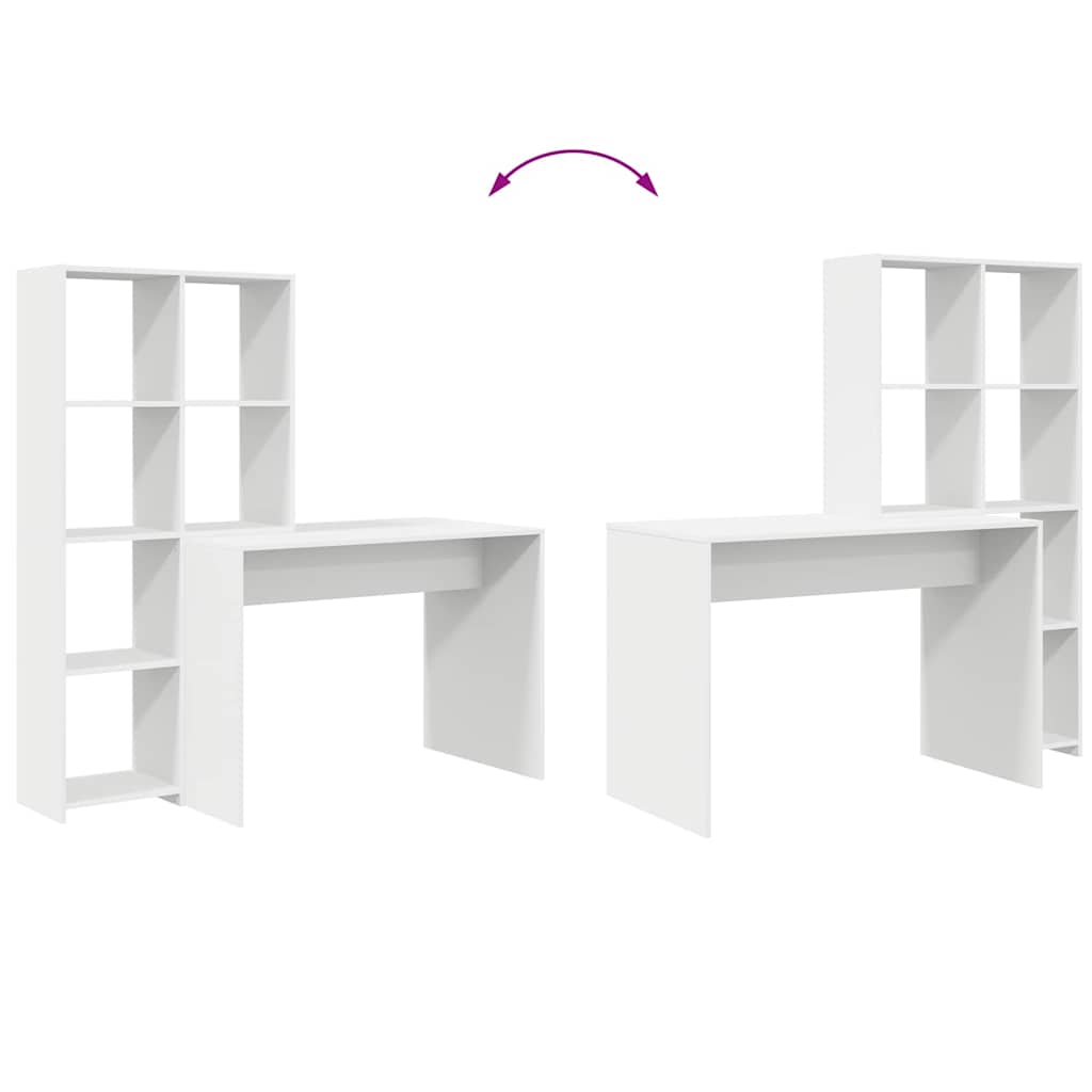 Bord med hylde Hvid 138.5 x 55 x 143 cm Konstrueret træ