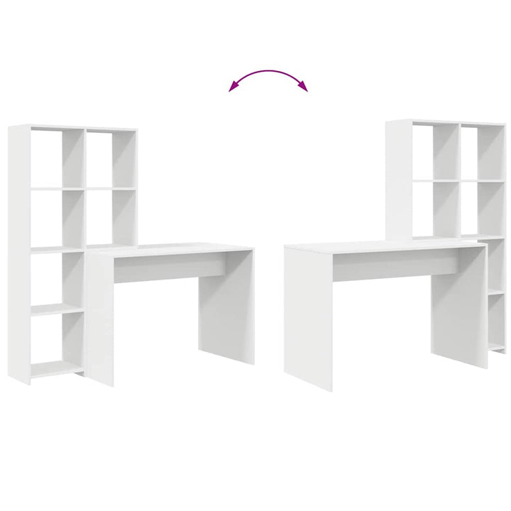 Bord med hylde Hvid 138.5 x 55 x 143 cm Konstrueret træ