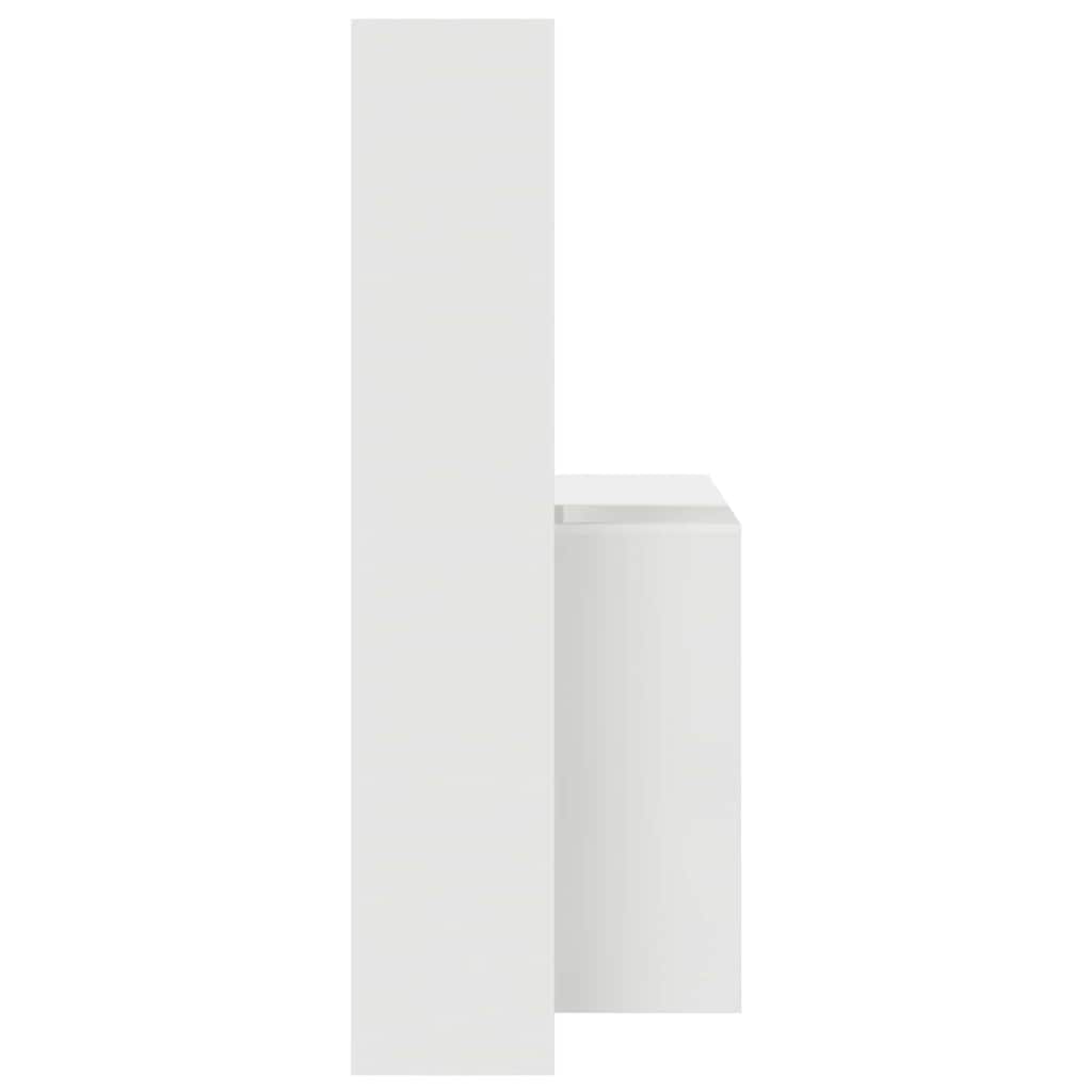 Bord med hylde Hvid 138.5 x 55 x 143 cm Konstrueret træ