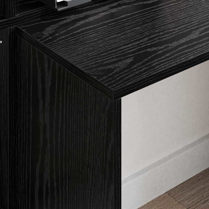 Bord med hylde Sort eg 138.5 x 55 x 143 cm Konstrueret træ