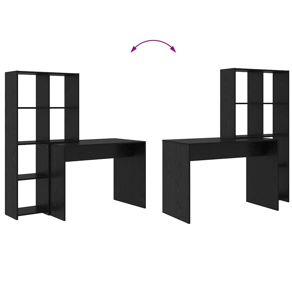 Bord med hylde Sort eg 138.5 x 55 x 143 cm Konstrueret træ