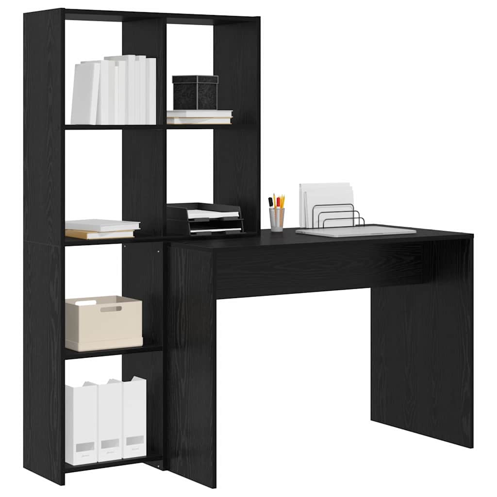 Bord med hylde Sort eg 138.5 x 55 x 143 cm Konstrueret træ