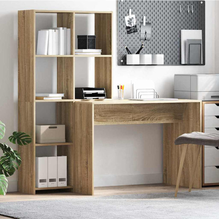 Bord med hylde Sonoma-eg 138.5 x 55 x 143 cm Konstrueret træ
