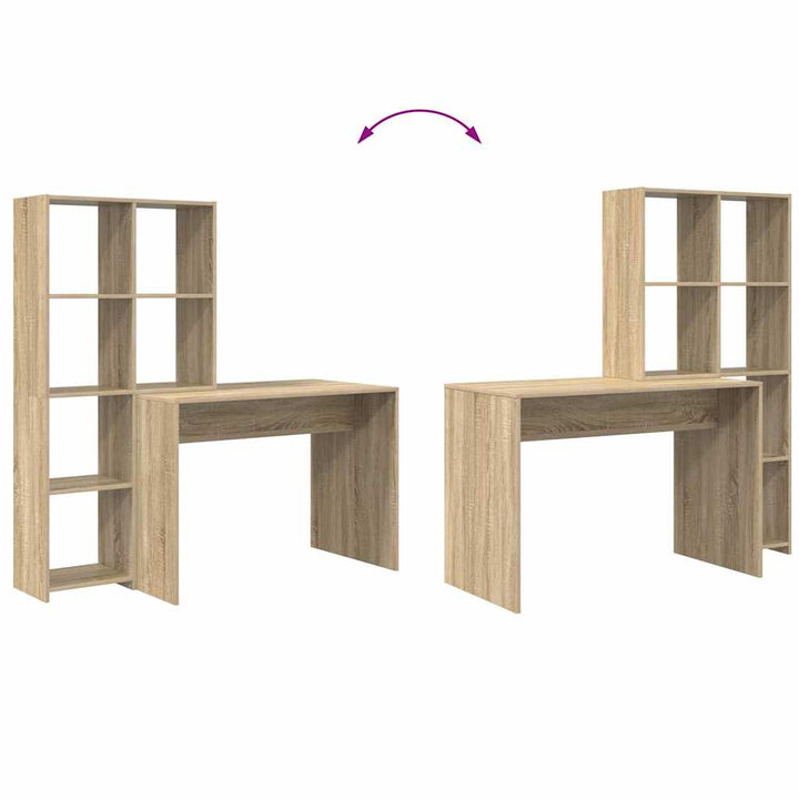 Bord med hylde Sonoma-eg 138.5 x 55 x 143 cm Konstrueret træ