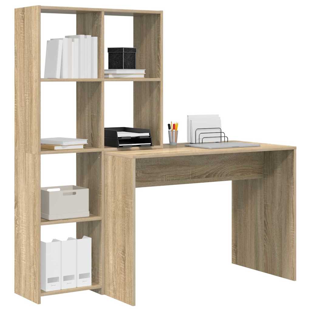 Bord med hylde Sonoma-eg 138.5 x 55 x 143 cm Konstrueret træ