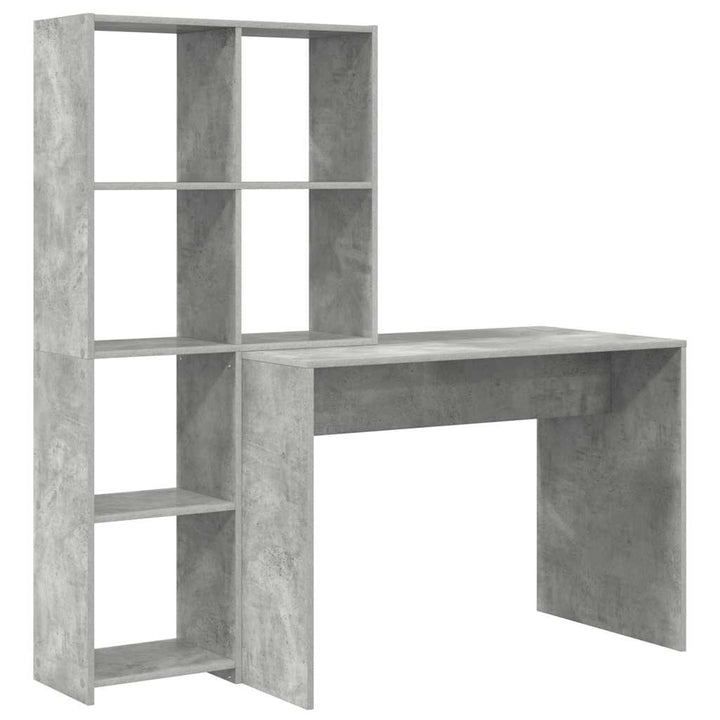 Bord med hylde Betongrå 138.5 x 55 x 143 cm Konstrueret træ
