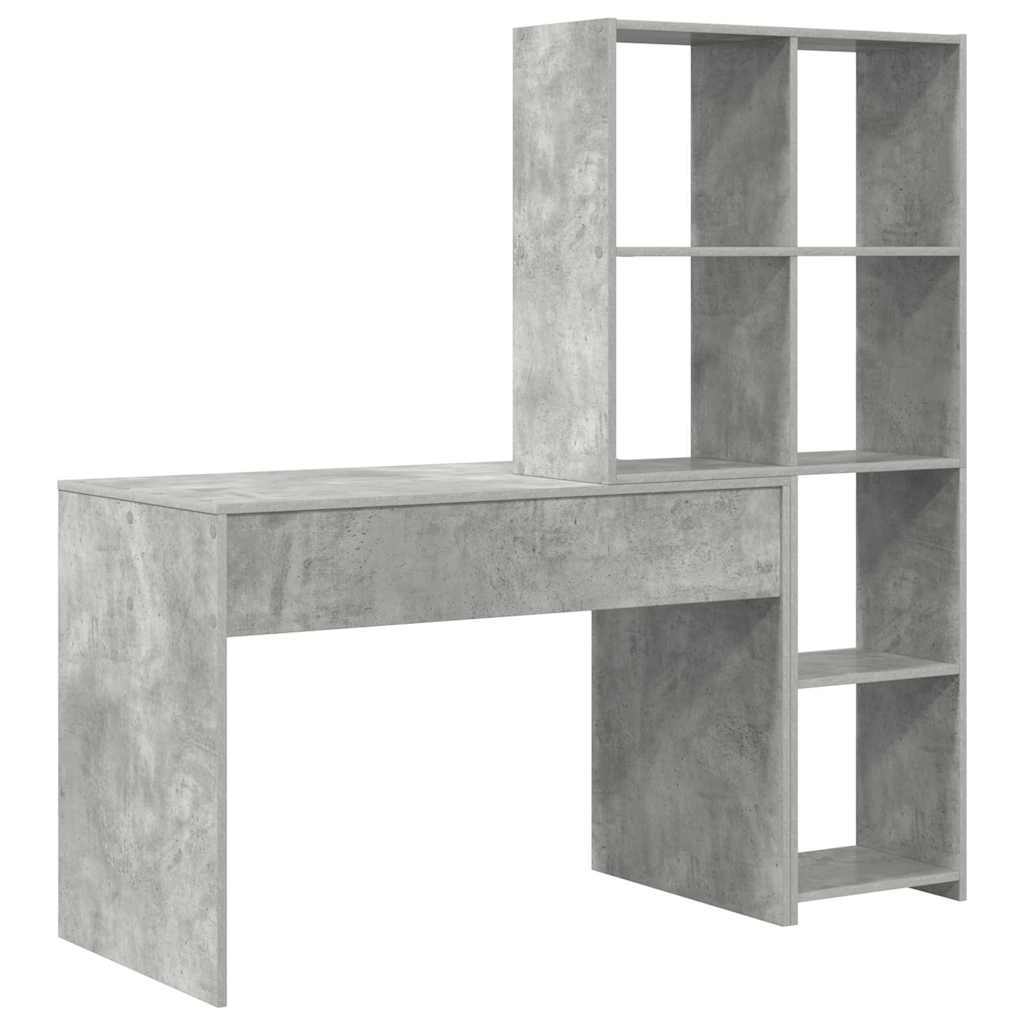 Bord med hylde Betongrå 138.5 x 55 x 143 cm Konstrueret træ