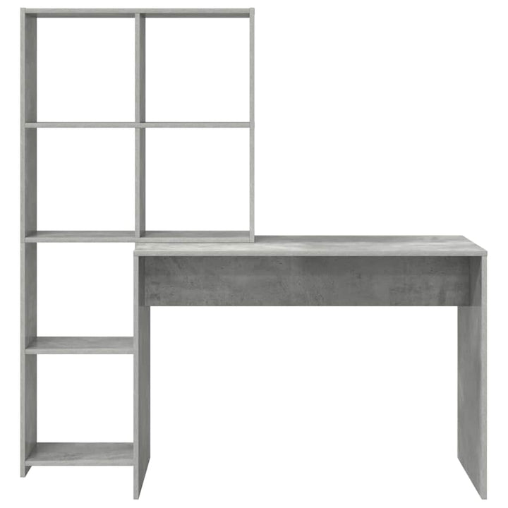 Bord med hylde Betongrå 138.5 x 55 x 143 cm Konstrueret træ