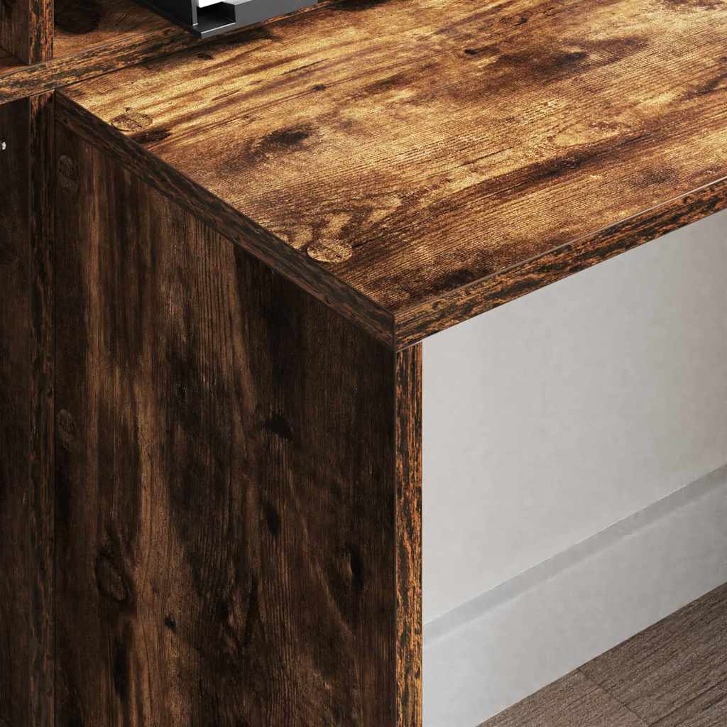 Bord med hylde Røget eg 138.5 x 55 x 143 cm Konstrueret træ