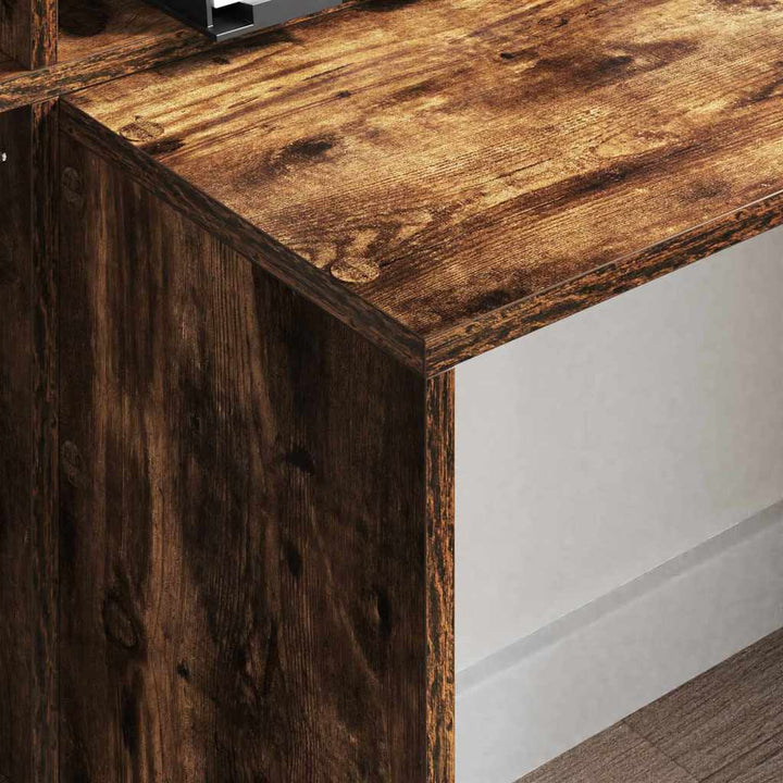 Bord med hylde Røget eg 138.5 x 55 x 143 cm Konstrueret træ
