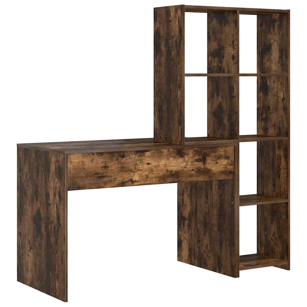 Bord med hylde Røget eg 138.5 x 55 x 143 cm Konstrueret træ