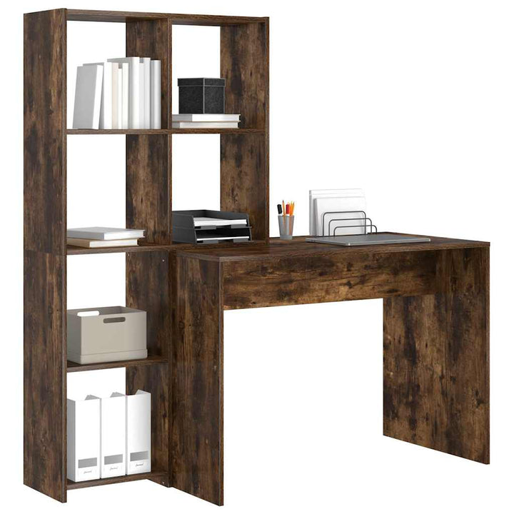 Bord med hylde Røget eg 138.5 x 55 x 143 cm Konstrueret træ
