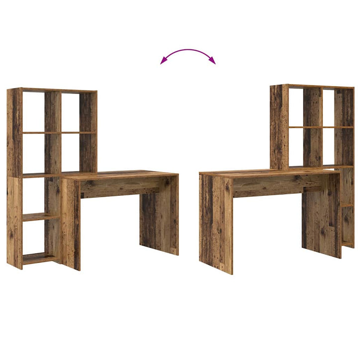 Bord med hylde Gammelt træ 138.5 x 55 x 143 cm Konstrueret træ