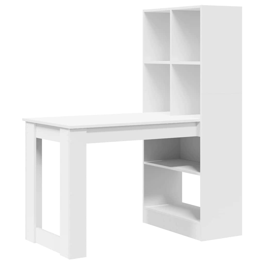 Bord med hylde Hvid 122 x 67 x 145 cm Konstrueret træ