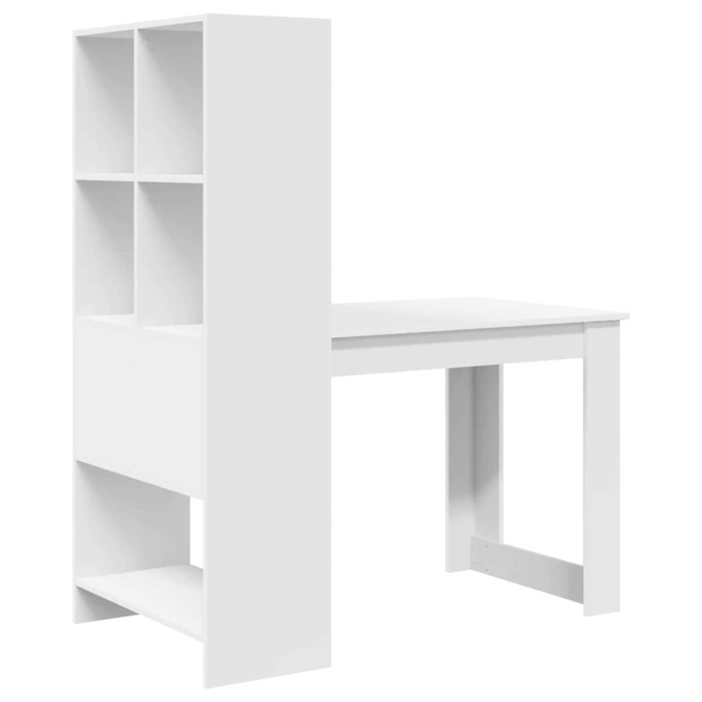 Bord med hylde Hvid 122 x 67 x 145 cm Konstrueret træ