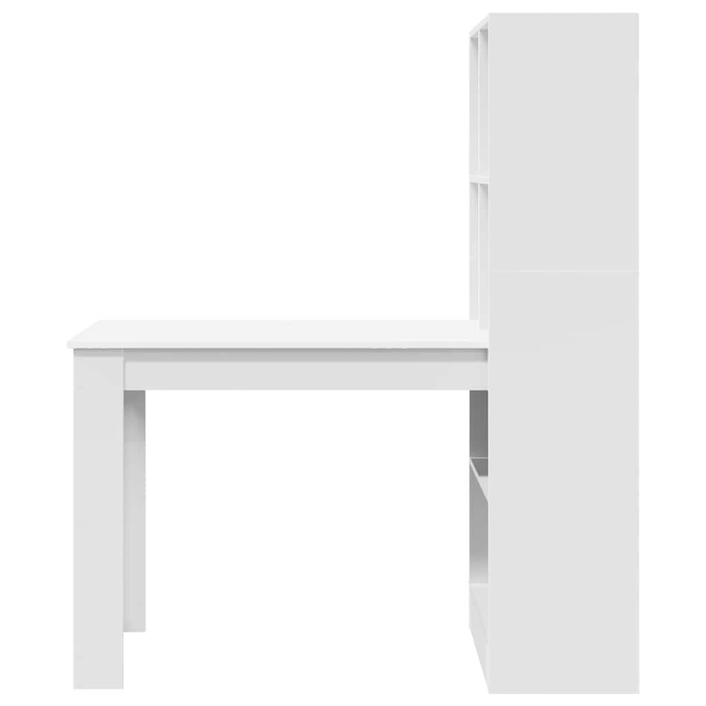 Bord med hylde Hvid 122 x 67 x 145 cm Konstrueret træ
