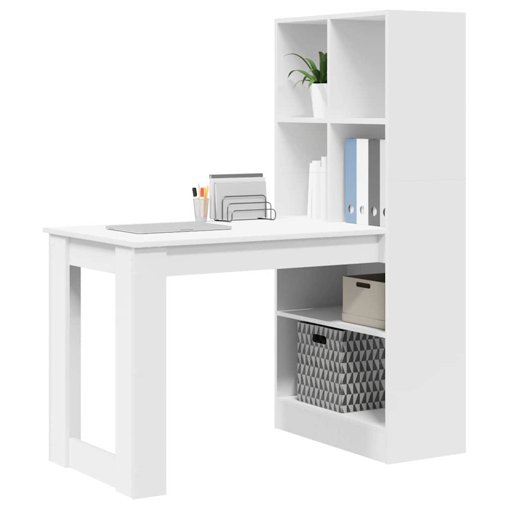 Bord med hylde Hvid 122 x 67 x 145 cm Konstrueret træ