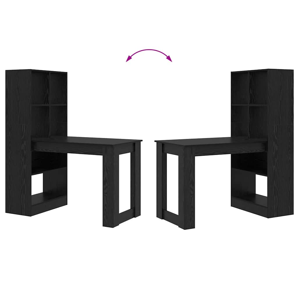 Bord med hylde Sort eg 122 x 67 x 145 cm Konstrueret træ