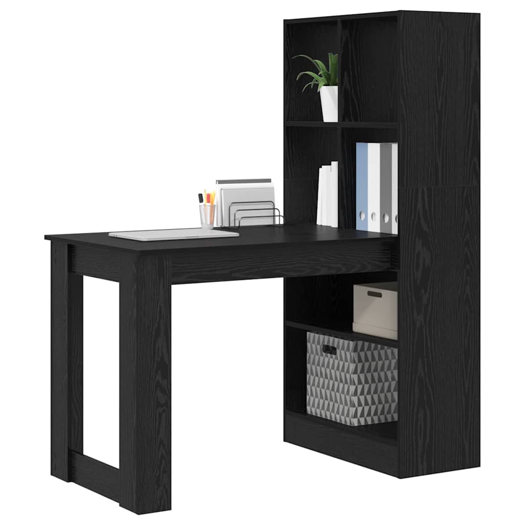 Bord med hylde Sort eg 122 x 67 x 145 cm Konstrueret træ