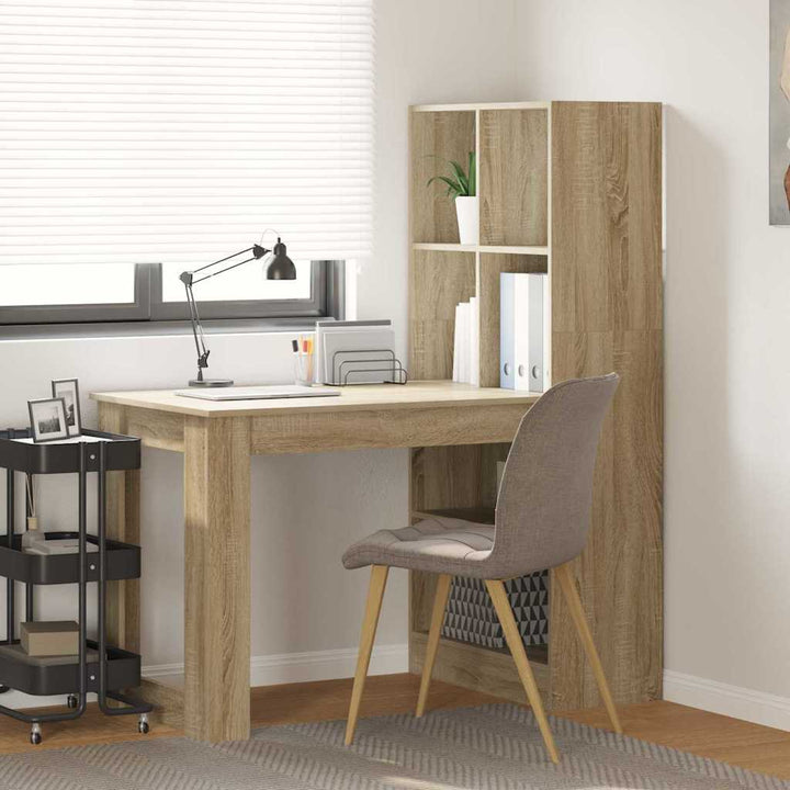 Bord med hylde Sonoma-eg 122 x 67 x 145 cm Konstrueret træ