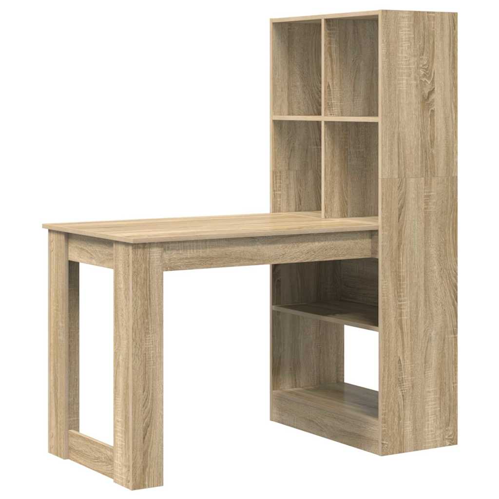 Bord med hylde Sonoma-eg 122 x 67 x 145 cm Konstrueret træ