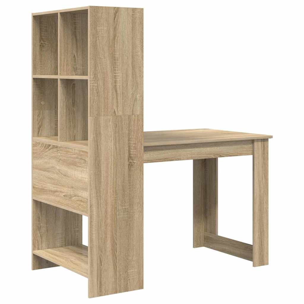 Bord med hylde Sonoma-eg 122 x 67 x 145 cm Konstrueret træ