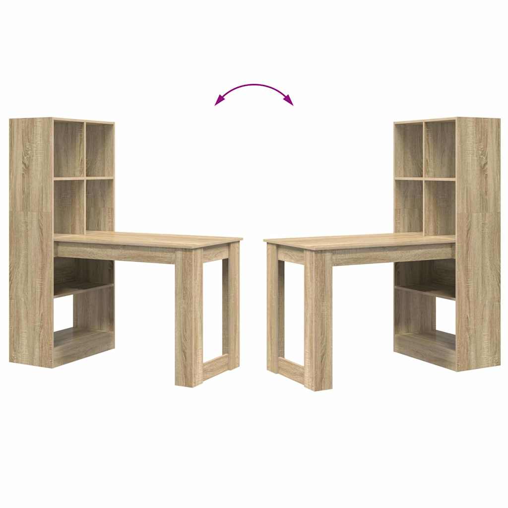 Bord med hylde Sonoma-eg 122 x 67 x 145 cm Konstrueret træ