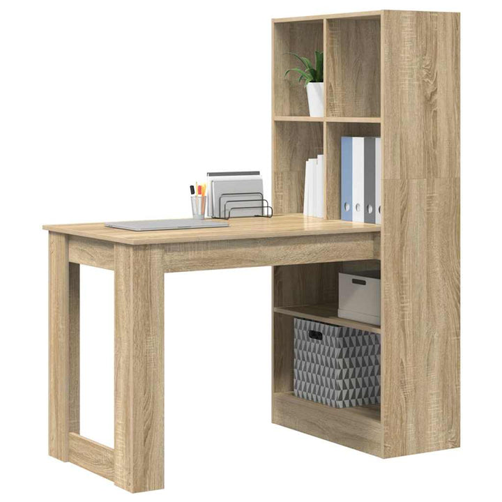 Bord med hylde Sonoma-eg 122 x 67 x 145 cm Konstrueret træ