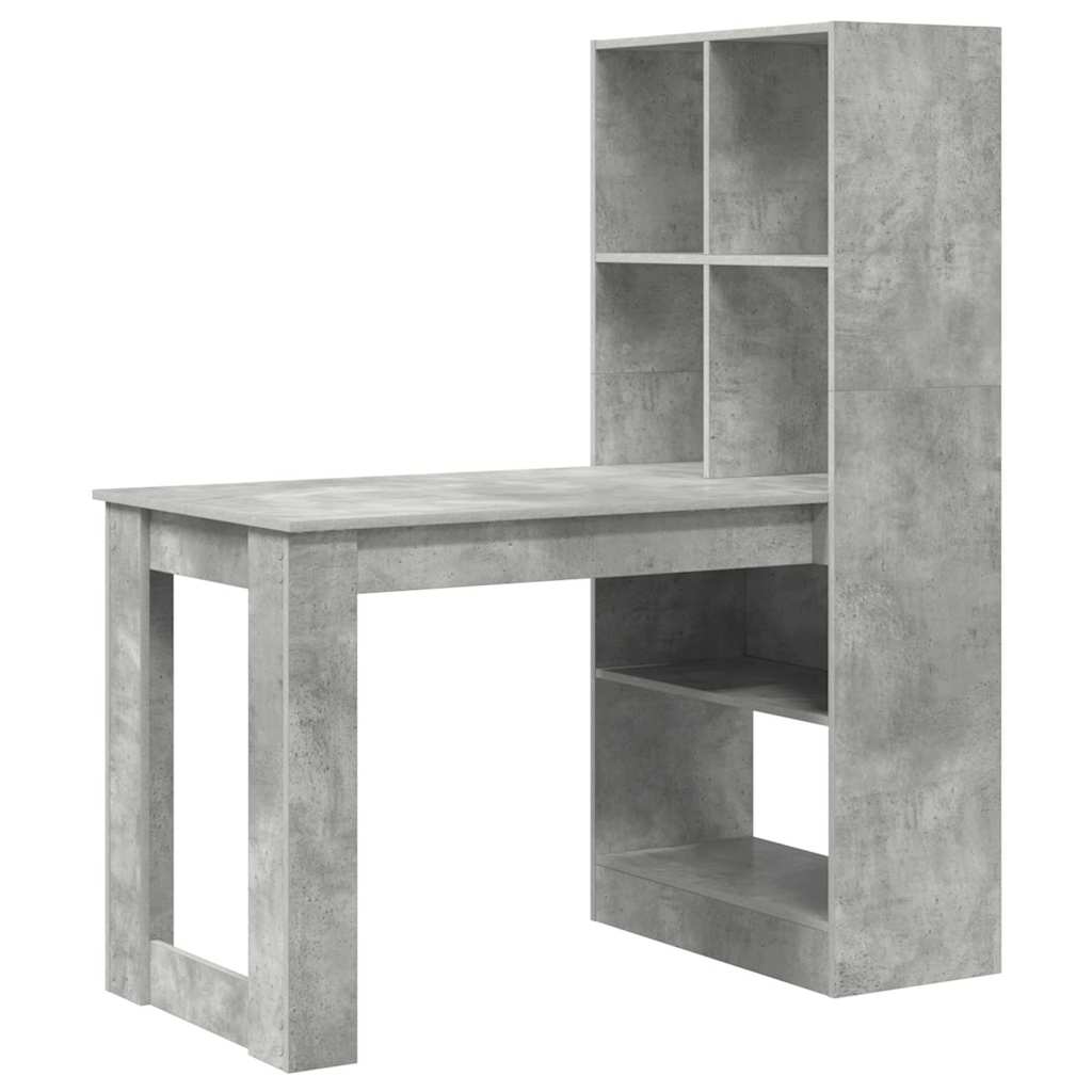 Bord med hylde Beton Grå 122 x 67 x 145 cm Konstrueret træ