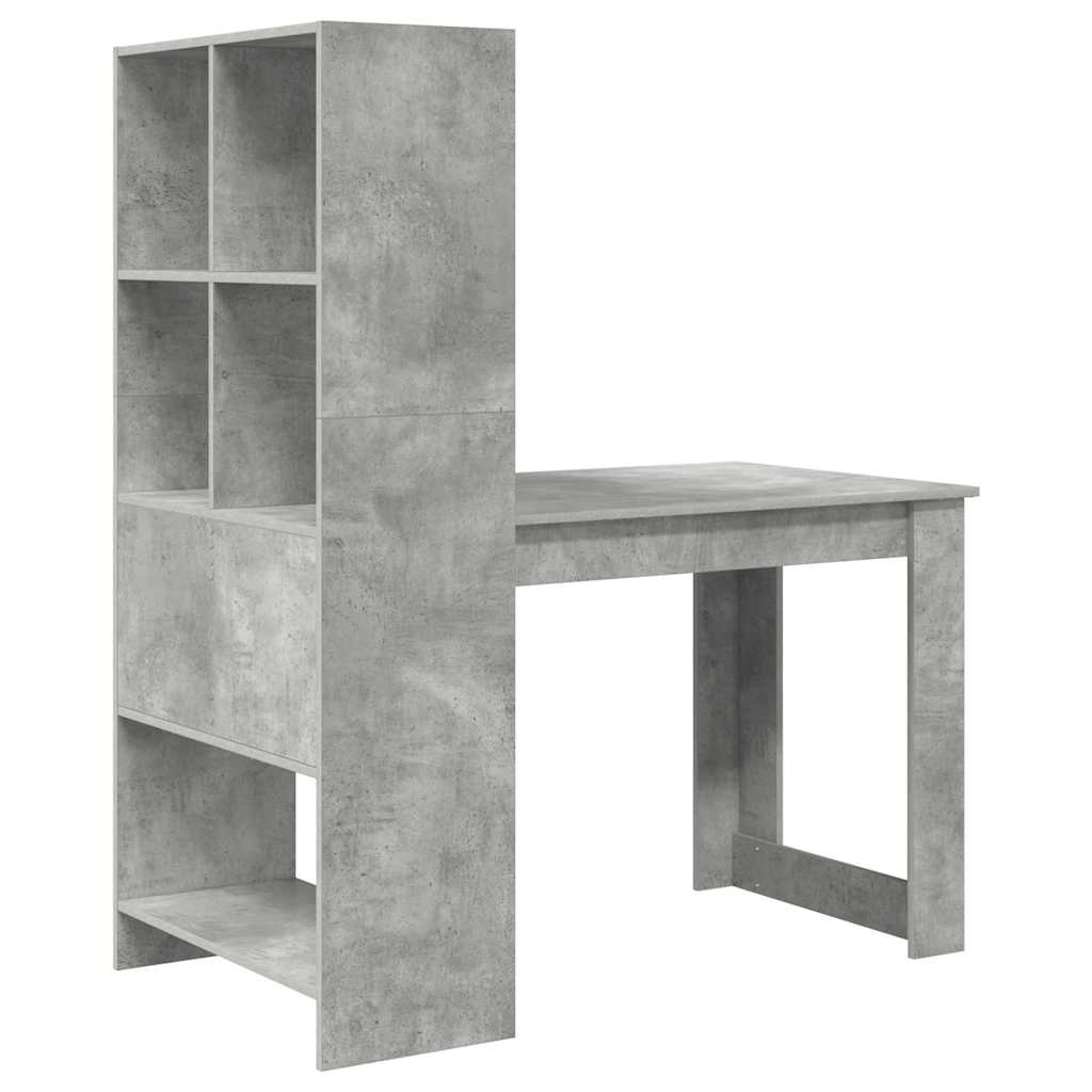 Bord med hylde Beton Grå 122 x 67 x 145 cm Konstrueret træ