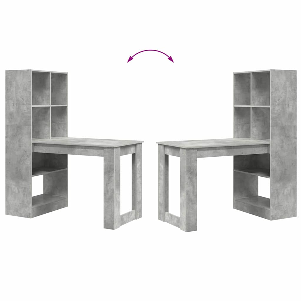 Bord med hylde Beton Grå 122 x 67 x 145 cm Konstrueret træ